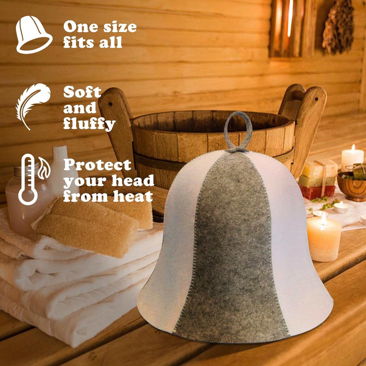 Sauna Hat, Felt Sauna Hat for Women and Men, Protect Hair, Stay in Sauna Longer, Enhance Sauna Benefits, Regulate