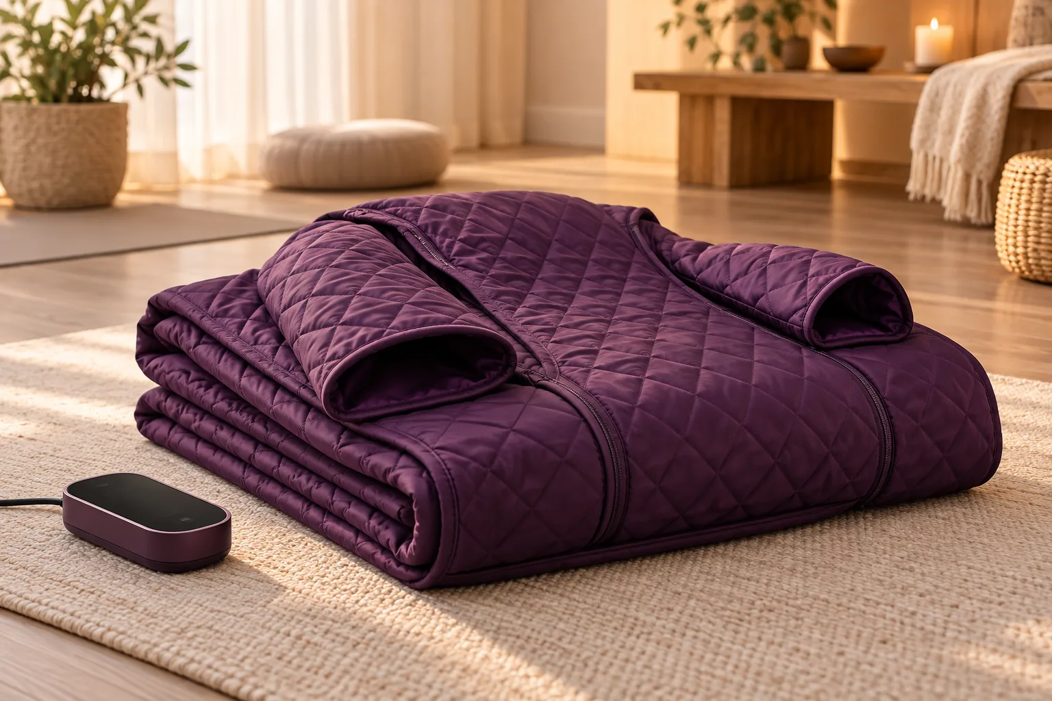 TDT Sauna Blanket for Detoxification, Portable Far Infrared Sauna for Home Relaxation Infrared Blanket Sauna with 113-176℉, Home Sauna Blanket with Sleeves, Remote Controller(Purple) review